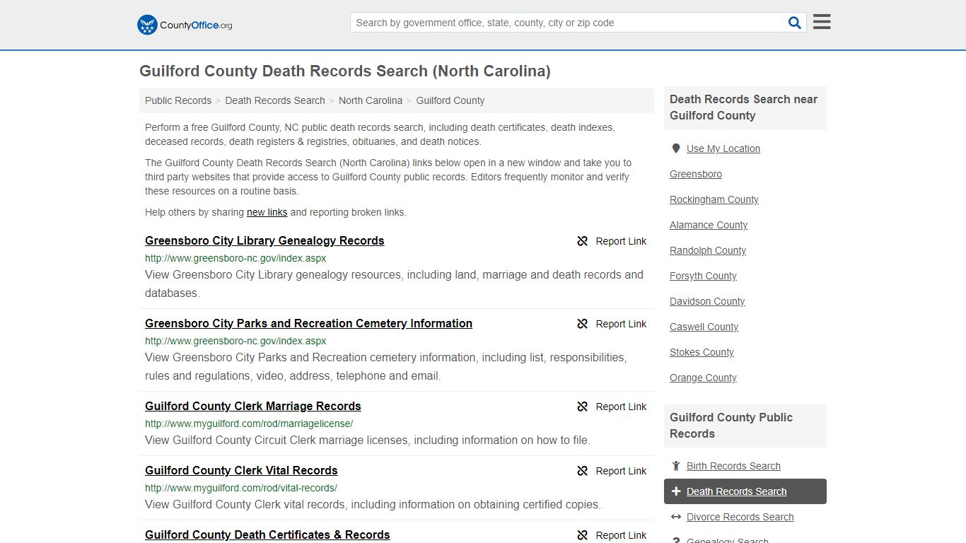 Death Records Search - Guilford County, NC (Death ...