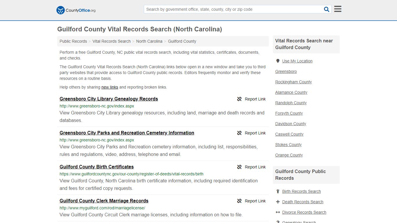Vital Records Search - Guilford County, NC (Birth, Death ...